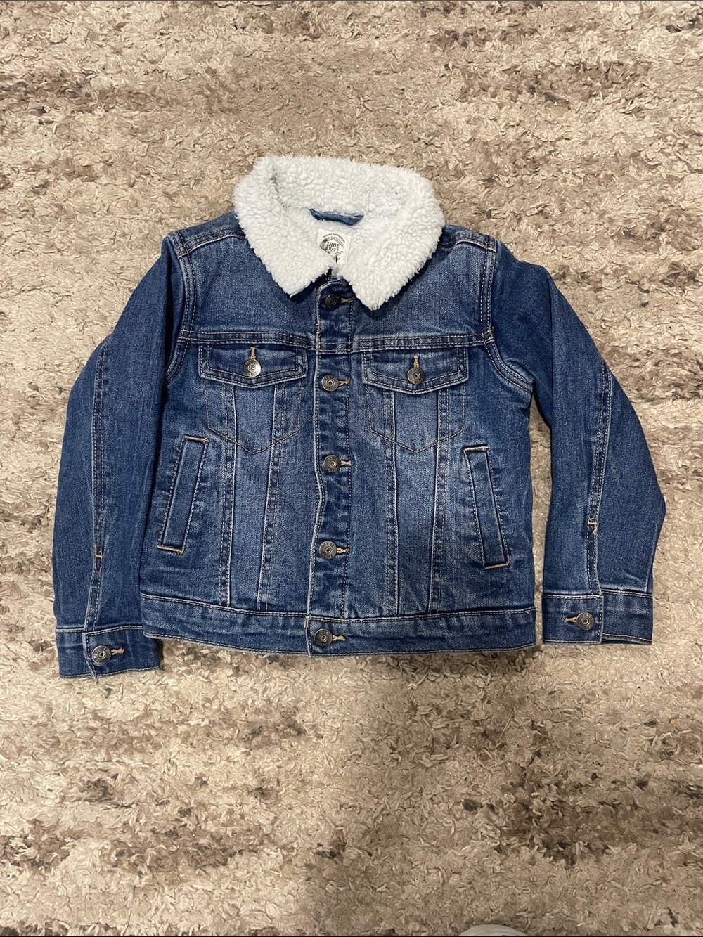 True Craft Kids Sherpa-Lined Blue Denim Jacket size 5